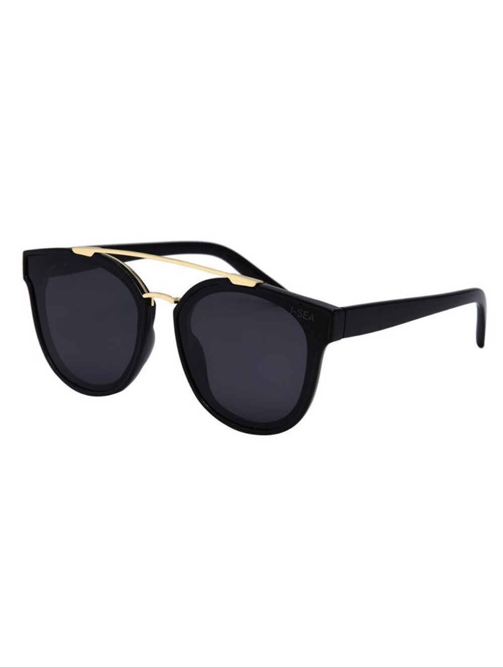 TOPANGA I-SEA Black Sunglasses with Gold Brow Bar